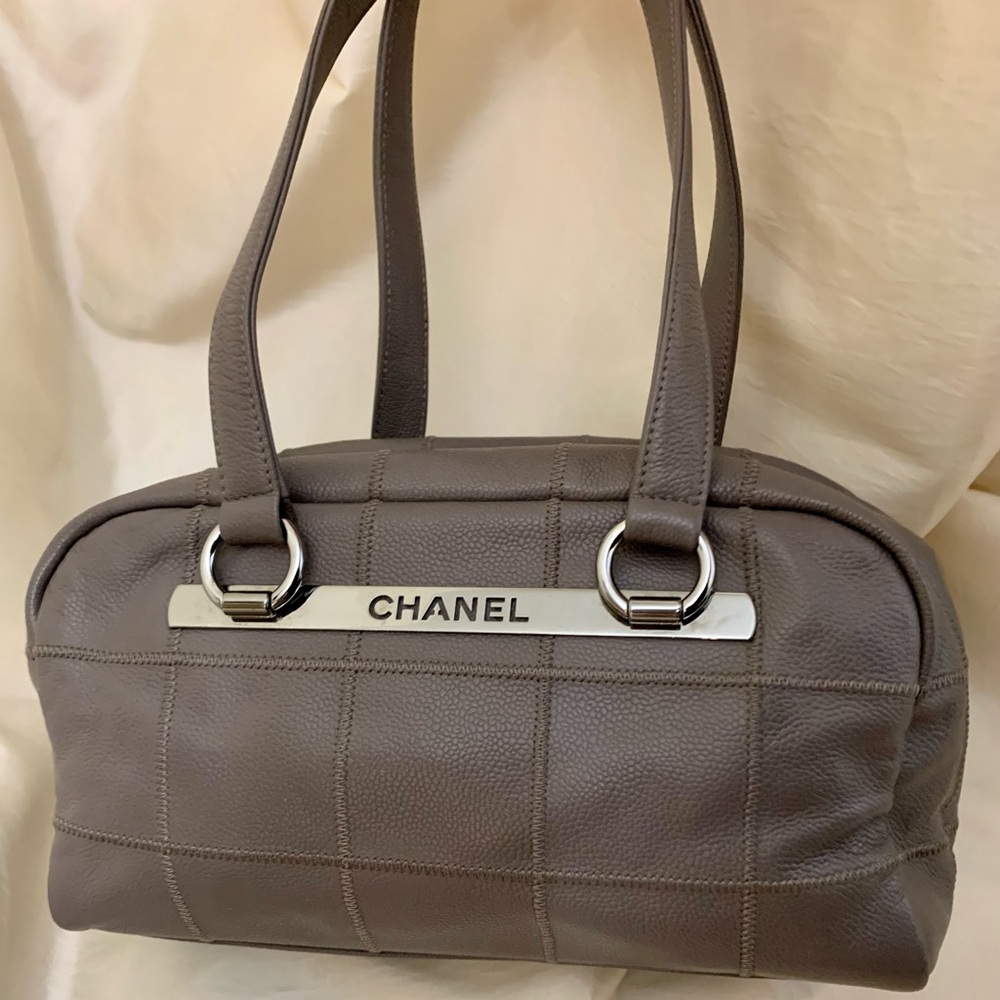 CHANEL Grey Stitch Bowler Gorgeous!! Vintage